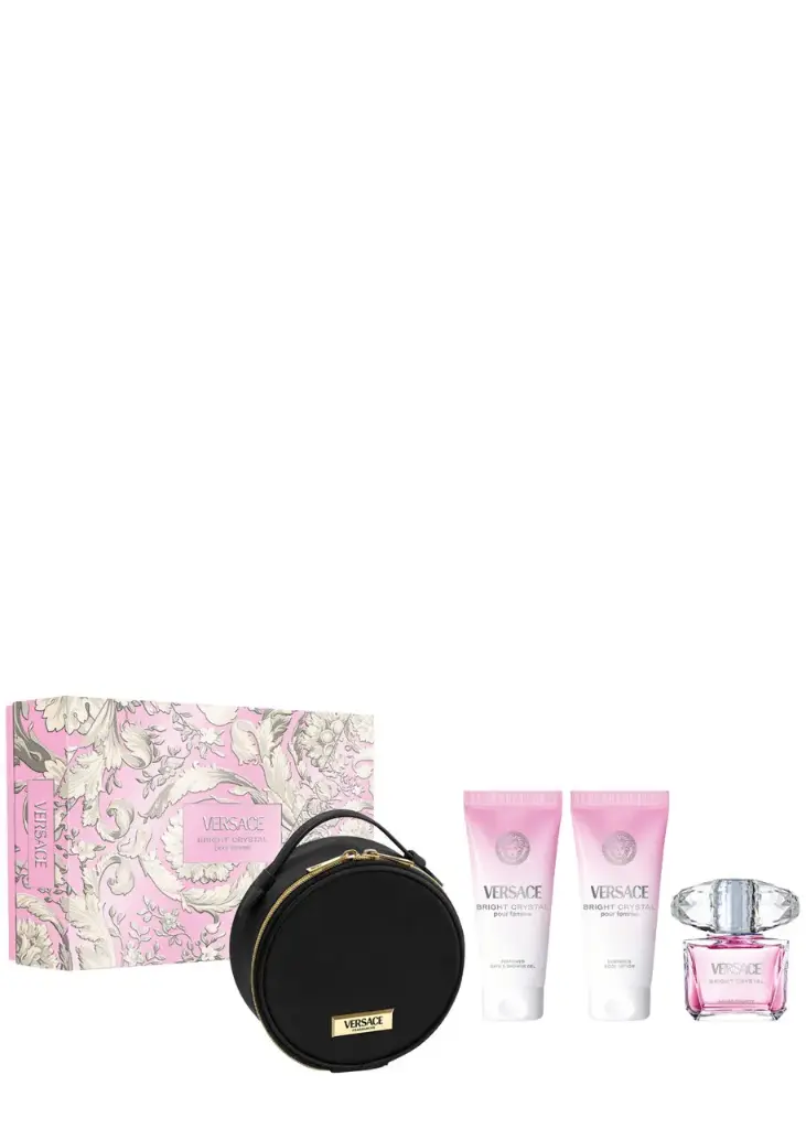 VERSACE BRIGHT CRYSTAL WOMEN SET EDT 90ML+BL 100ML+BATH & SG 100ML+MAKE UP CASE 