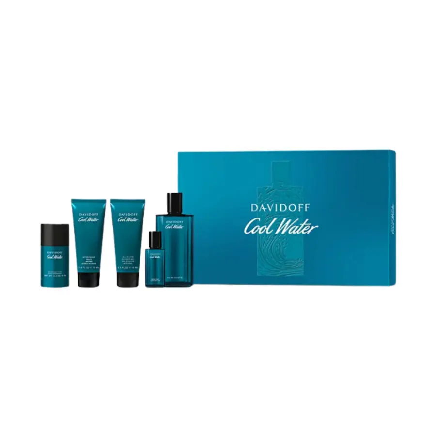 DAVIDOFF COOL WATER MEN SET EDT 125ML+EDT 15ML+ST 70GM+SG 75ML+ASB 75ML