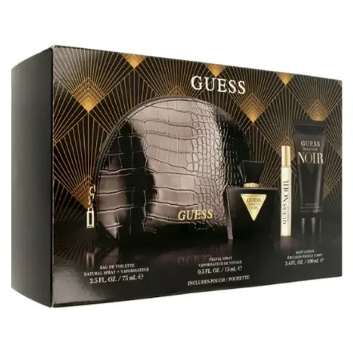 [85715329417] GUESS SEDUCTIVE NOIR WOMEN SET EDT 75ML + 100ML BL + 15ML MINI + POUCH