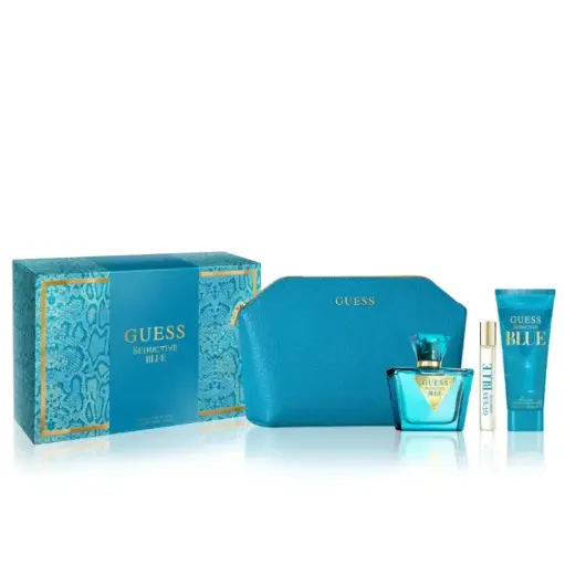 [085715329721] GUESS SEDUCTIVE BLUE WOMEN SET EDT 75ML + EDT 15ML + BODY LOTION 100ML + POUCH 
